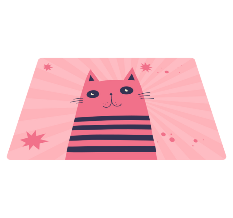 Tappeto vinile per bambini illustrazione di gatto rosa - TenStickers