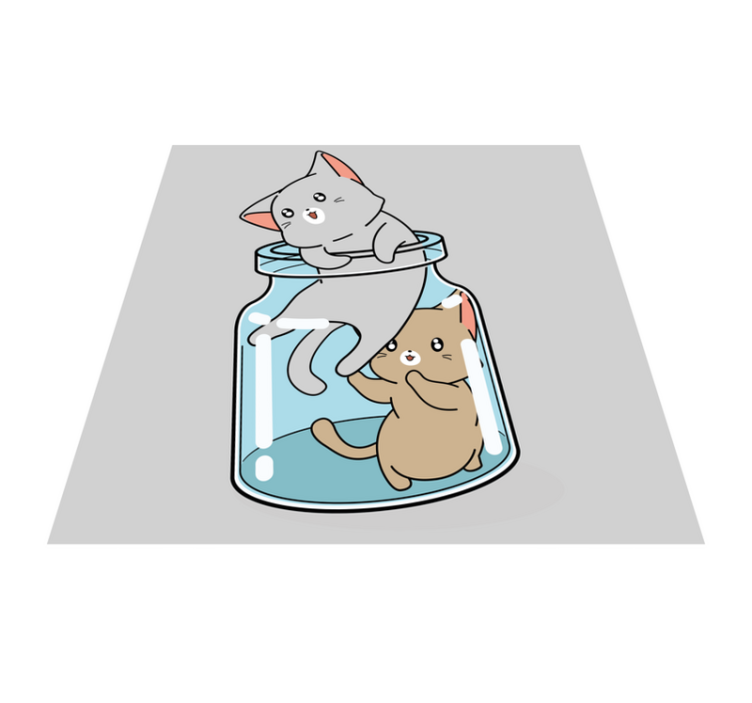 Tappeto vinile animali barattolo di gatti carini - TenStickers