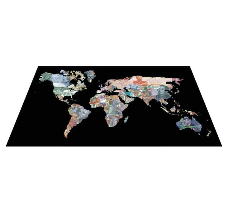 Tappeto vinile mappamondo mappa delle valute mondiali - TenStickers
