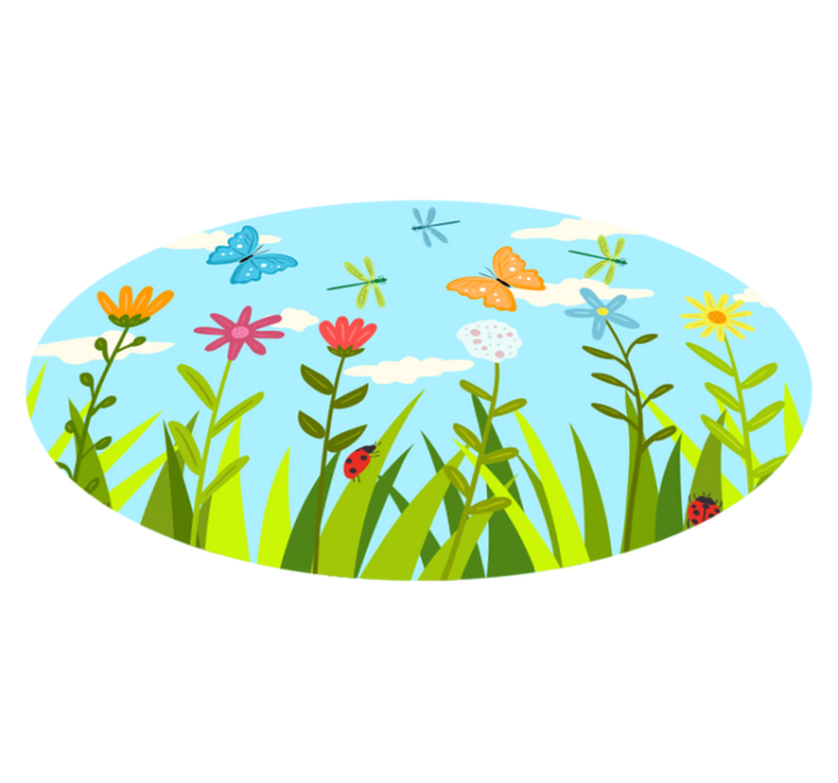 Tappeto vinile fiori scena di giardino floreale - TenStickers