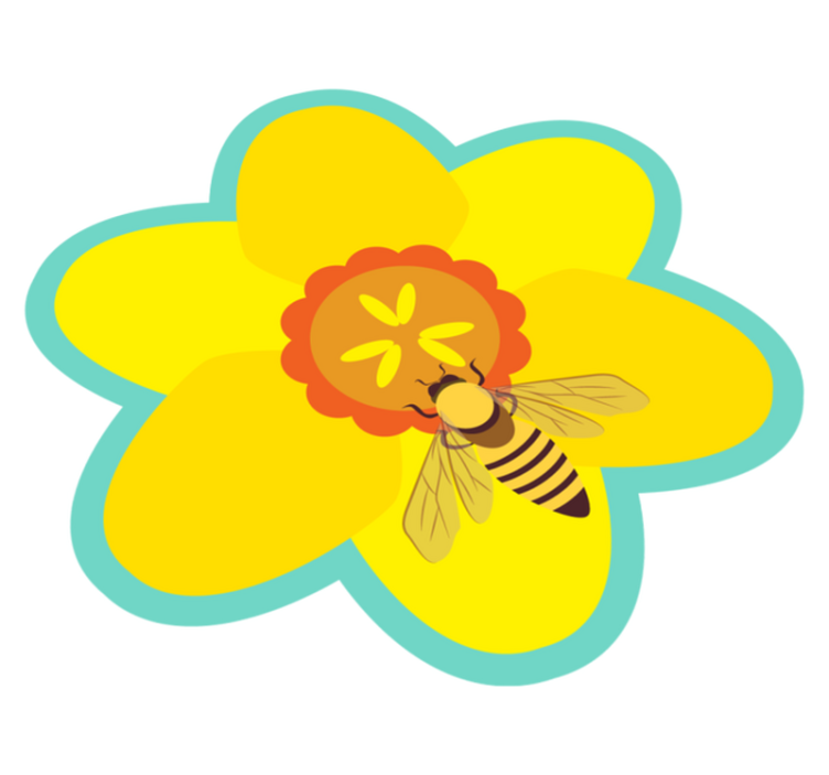 Tappeto vinile fiori ape su un girasole - TenStickers