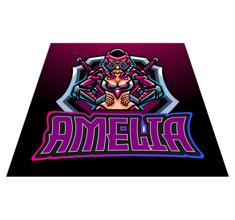 Tappeto vinile per ragazzi eroina del gioco con nome - TenStickers