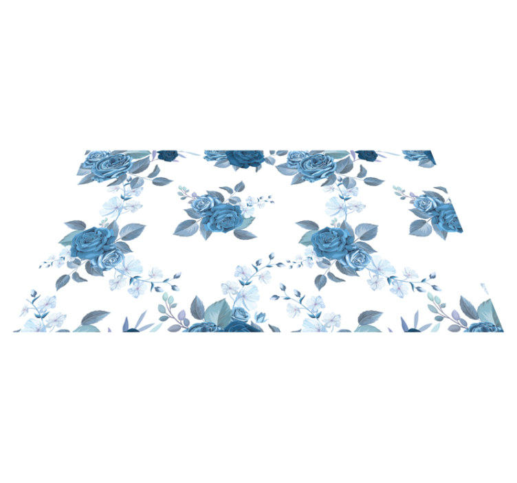 Tappeto vinile fiori composizione floreale blu - TenStickers