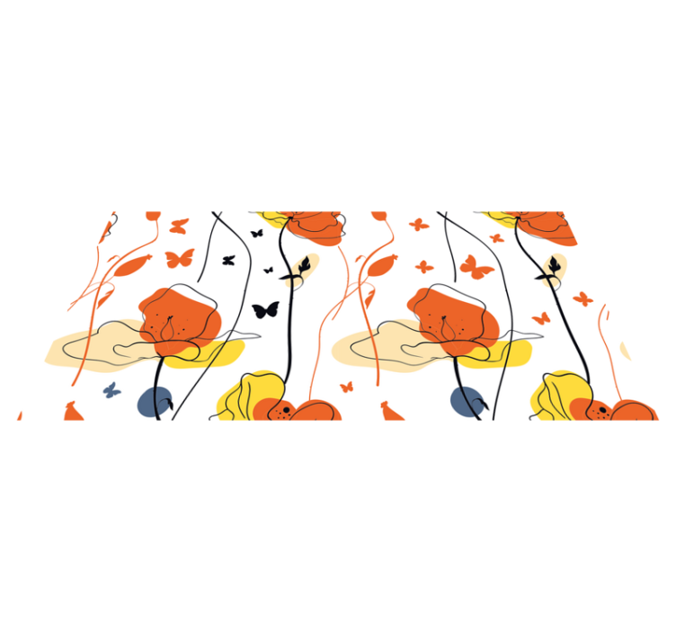 Tappeto vinile fiori modello minimalista con farfalle - TenStickers