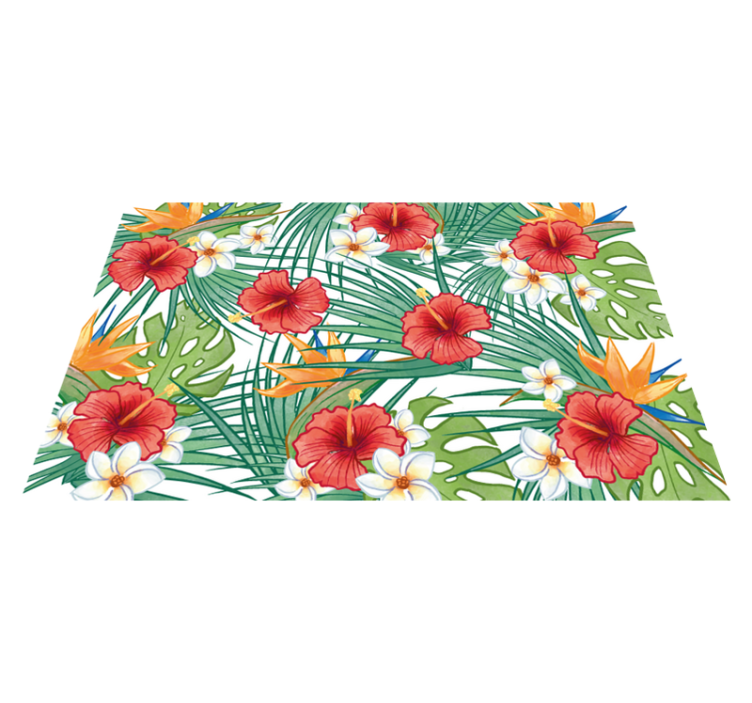 Tappeto vinile fiori tema floreale tropicale - TenStickers