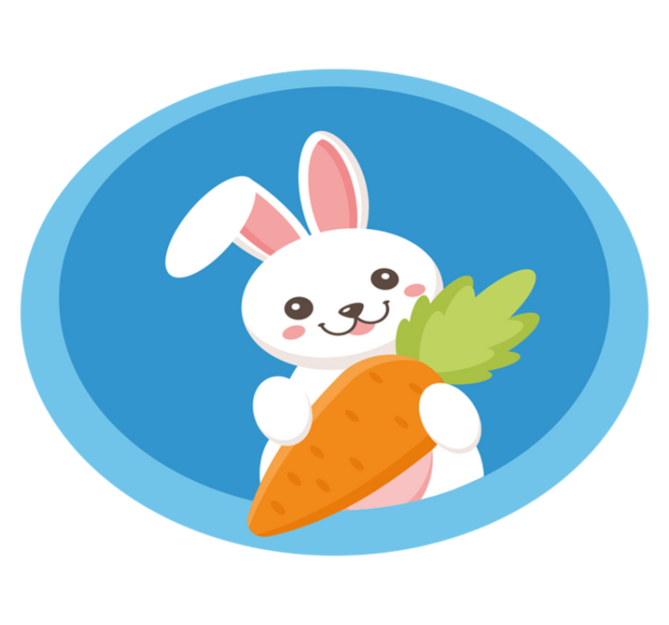 Tappeto vinile animali coniglietto felice con carota - TenStickers