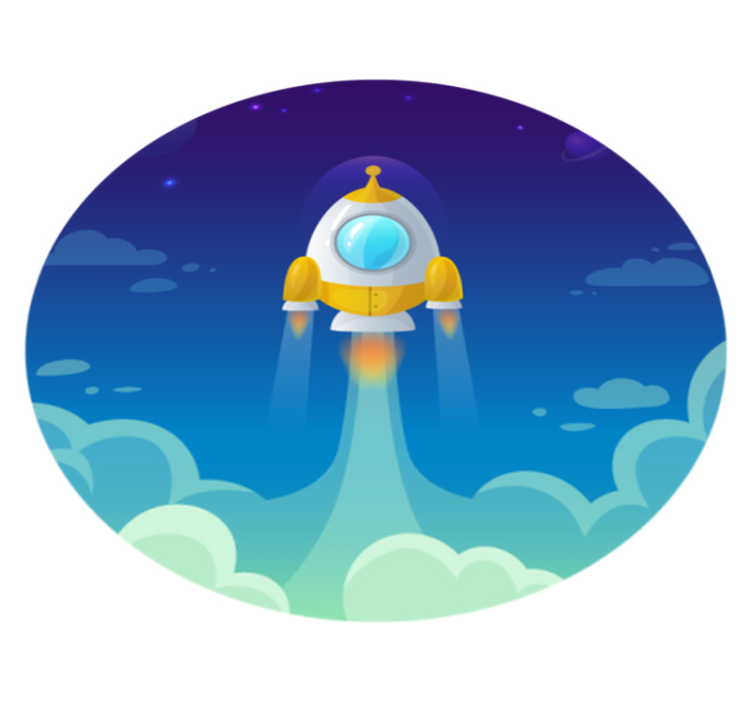 Tappetto vinile stelle scena del lancio del razzo - TenStickers