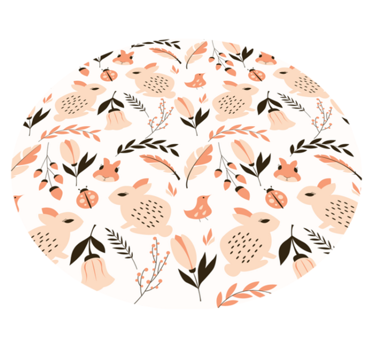 Tappeto vinile per bambini delicato coniglietto floreale - TenStickers