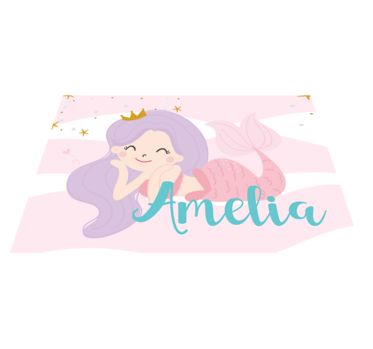 Tappeto vinile per bambini principessa sirena con nome - TenStickers