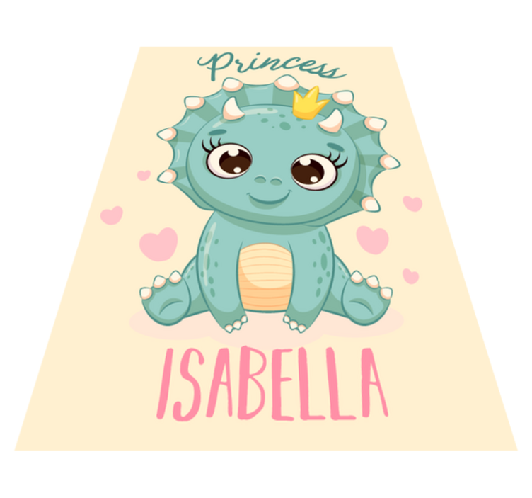 Tappeto vinile per bambini principessa dinosauro con nome - TenStickers