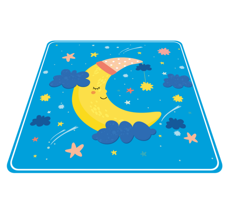 Tappetto vinile stelle luna sorridente - TenStickers