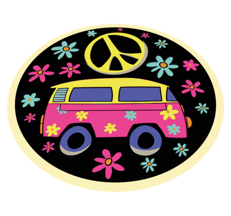 Tappeto vinile per bambini furgone flower power - TenStickers
