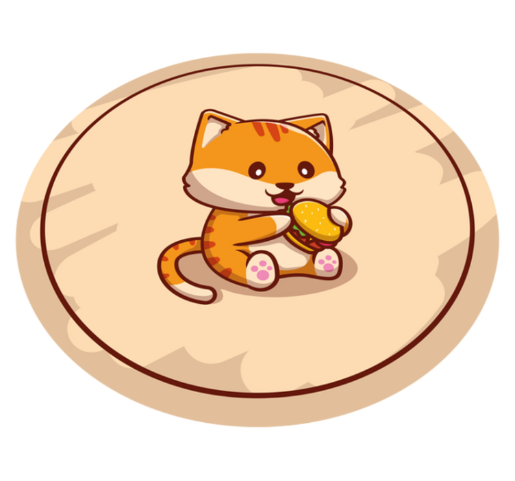 Tappeto vinile per bambini gatto bambino con panino - TenStickers