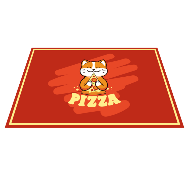 Tappeto pvc cucina simpatico gatto con la pizza - TenStickers