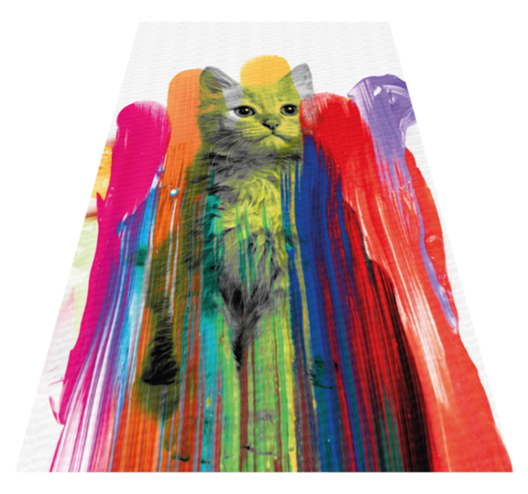 Tappeto vinile moderno ritratto di gatto colorato - TenStickers