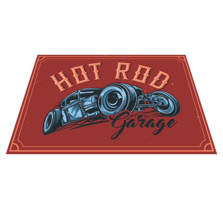 Tappeto vinile vintage tema hot rod - TenStickers