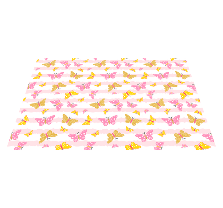 Tappeto vinile per bambini farfalle rosa e gialle - TenStickers
