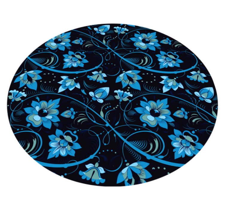 Tappeto vinile fiori motivo blu floreale - TenStickers