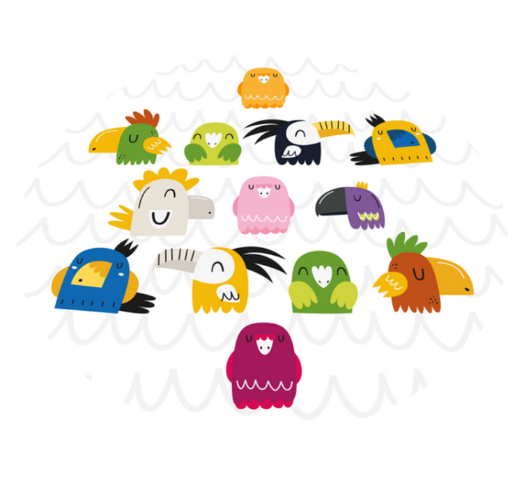 Tappeto vinile per bambini facce di uccelli colorati - TenStickers