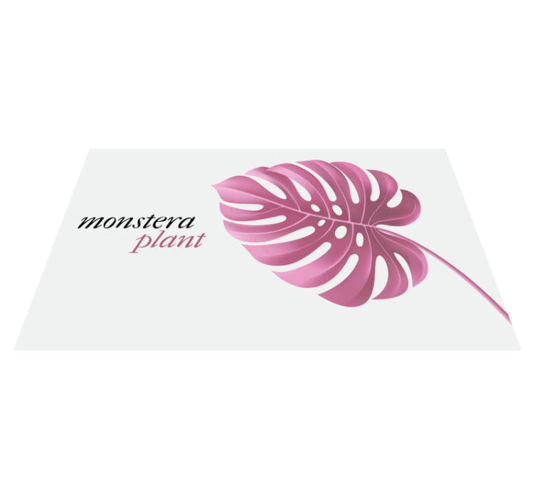 Tappeto vinile fiori pianta di monstera rosa - TenStickers