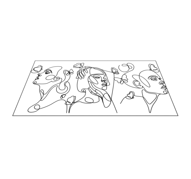 Tappeto vinile moderno delineare i volti dell'arte - TenStickers