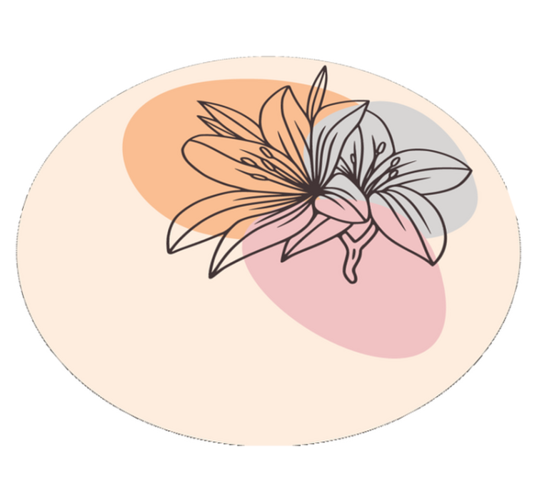 Tappeto vinile rotondo accento floreale di giglio - TenStickers