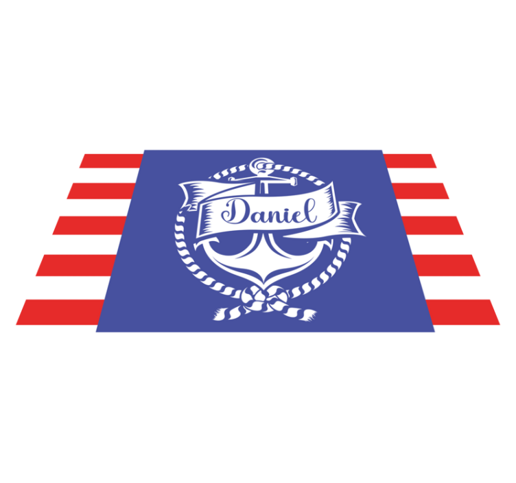 Tappeto vinile con nome progettazione di ancora nautica - TenStickers