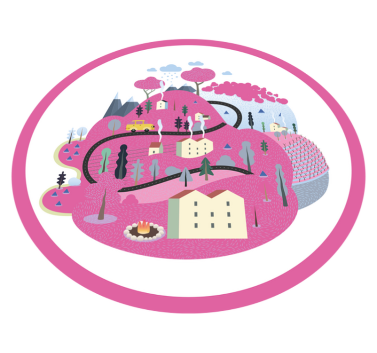 Tappeto vinile strade scena colorata del villaggio - TenStickers