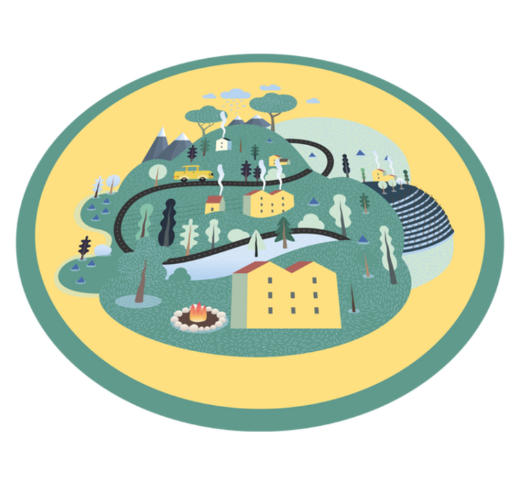 Tappeto vinile strade viaggio paesaggistico giocoso - TenStickers