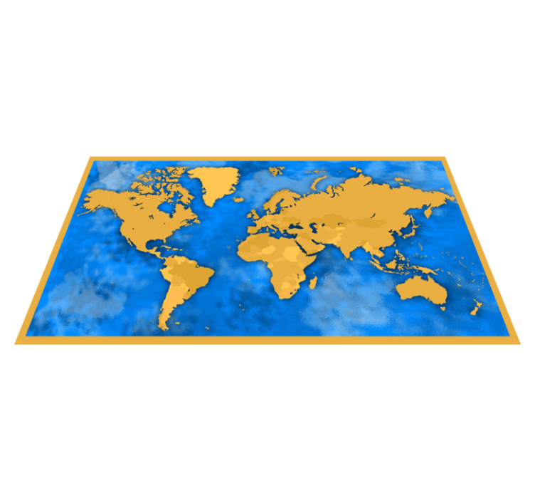 Tappeto vinile mappamondo mappa dorata e blu - TenStickers