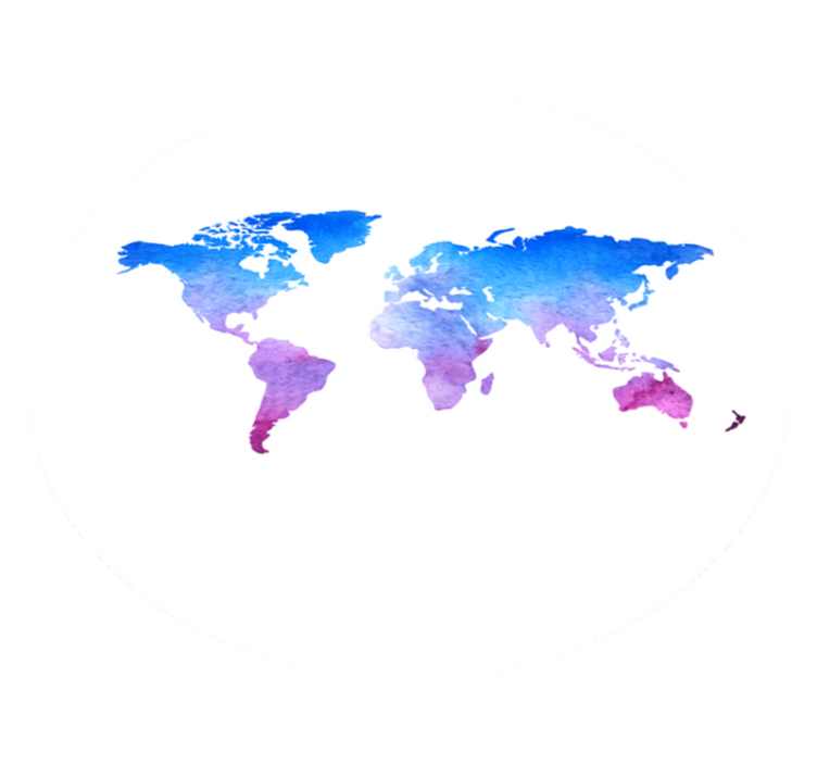 Tappeto vinile mappamondo texture circolare ad acquerello. - TenStickers