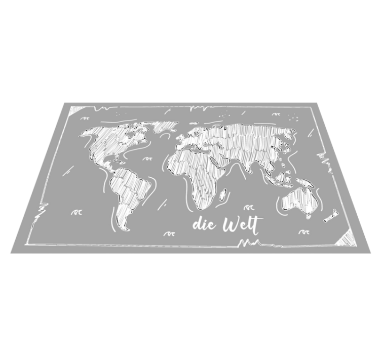 Tappeto vinile mappamondo contorno della mappa mondiale - TenStickers