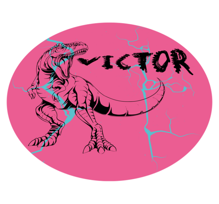 Tappeto vinile per bambini t-rex rosa con nome - TenStickers