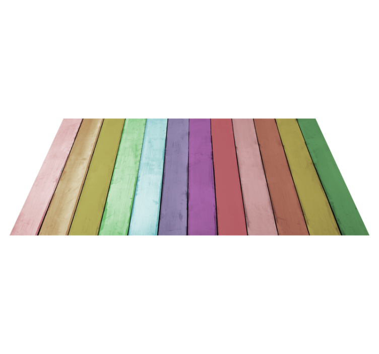 Tappeto vinile effetto legno linee arcobaleno vibranti - TenStickers