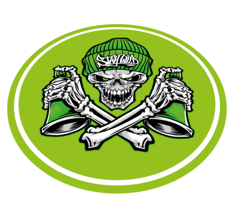 Tappeto vinile rotondo teschio e bevande - TenStickers