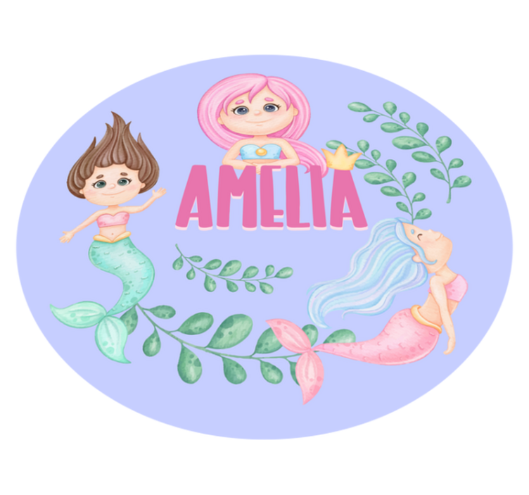 Tappeto vinile per bambini amiche sirene con nome - TenStickers