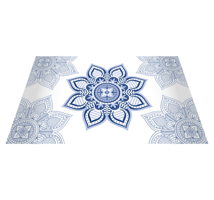 Tappeto vinile Mandala intricato motivo floreale blu - TenStickers