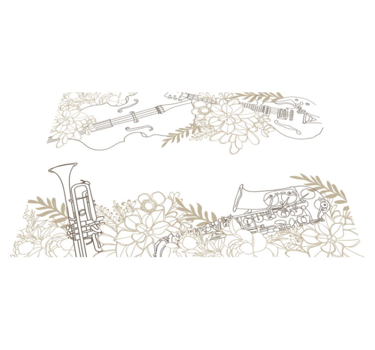 Tappeto vinile fiori composizione floreale musicale - TenStickers