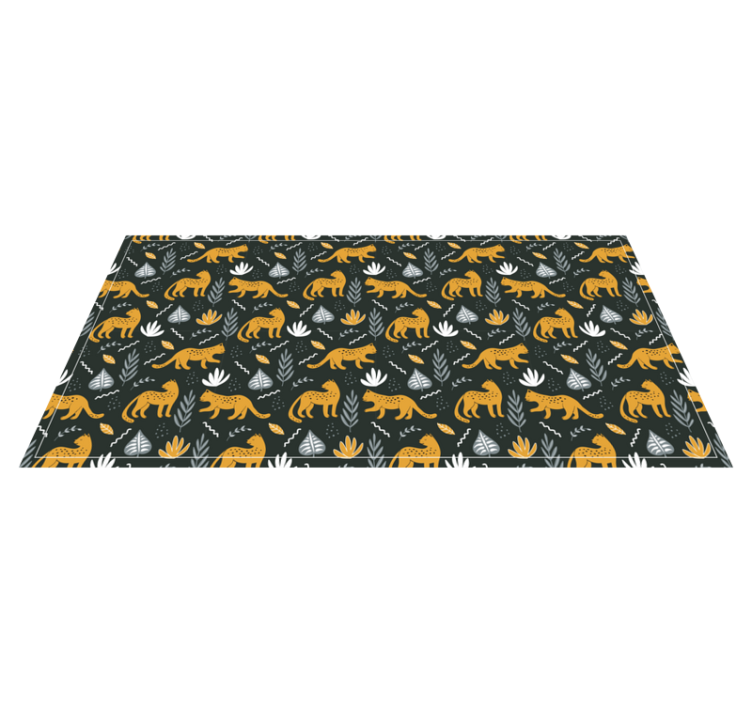 Tappeto vinile animali foglie con motivo leopardato - TenStickers