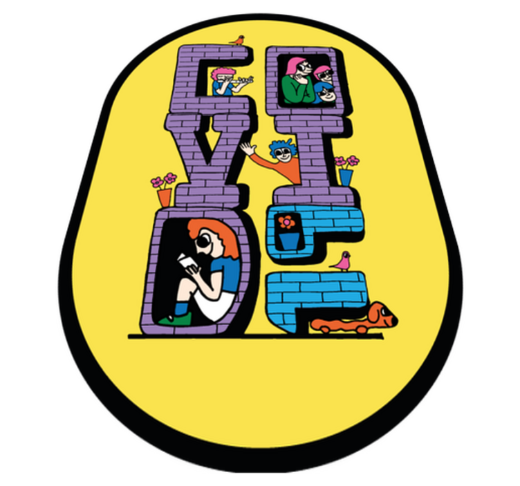 Tappeto vinile per bambini personaggi covid a casa - TenStickers