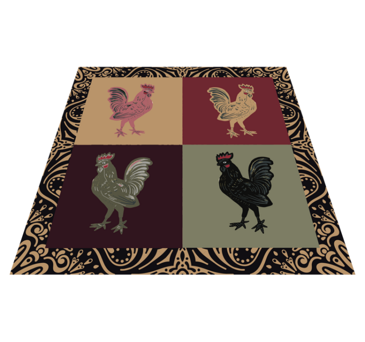 Tappeto vinile animali gallo in piastrelle classiche - TenStickers