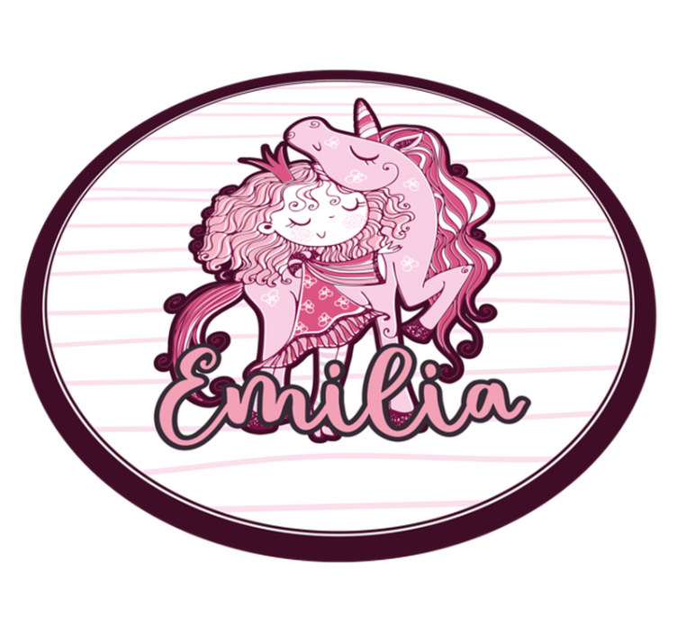 Tappeto vinile con nome carino duo di unicorni - TenStickers