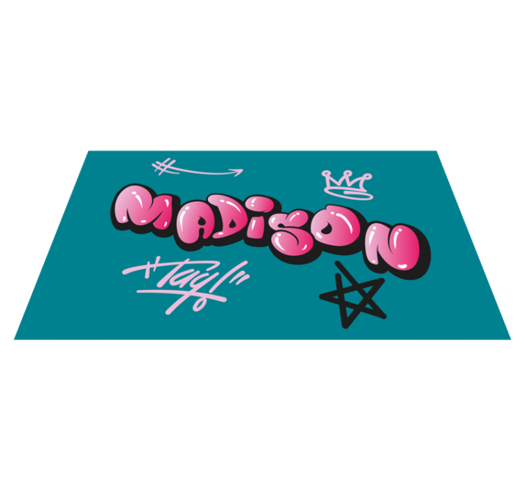 Tappeto vinile per ragazzi graffiti rosa con nome - TenStickers