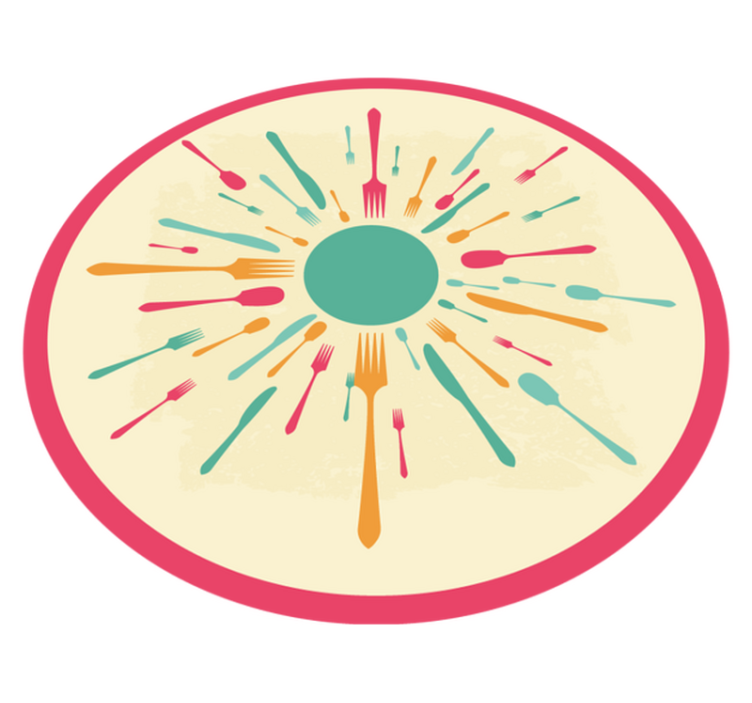 Tappeto pvc cucina posate colorate scoppiano - TenStickers