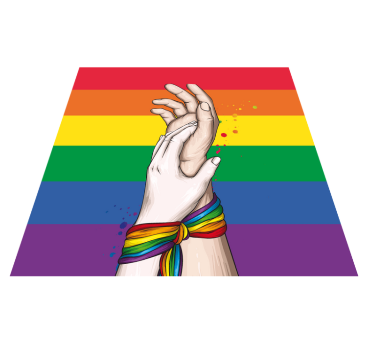 Tappeto vinile per eventi mani unite arcobaleno - TenStickers
