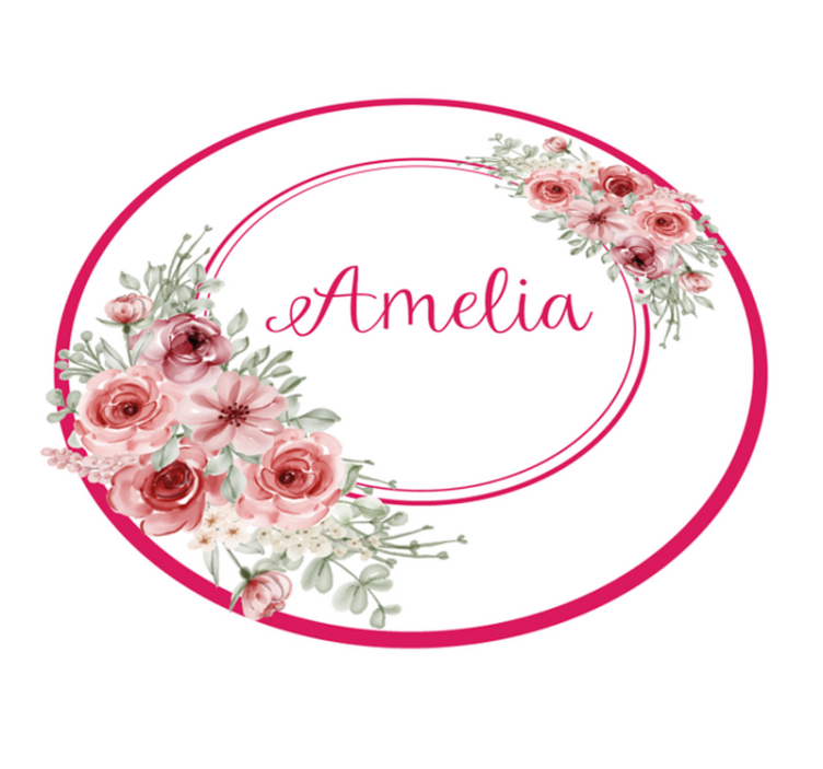 Tappeto vinile camera da letto monogramma floreale con nome - TenStickers