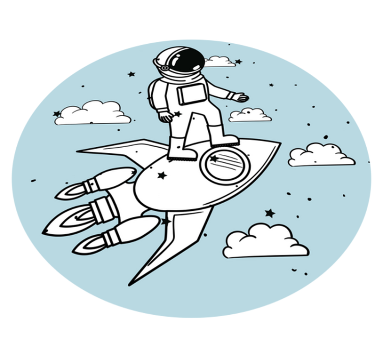 Tappeto vinile per bambini avventura del razzo astronauta - TenStickers