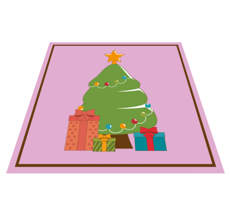 Tappeto Vinile Natale illustrazione di un albero con regali - TenStickers