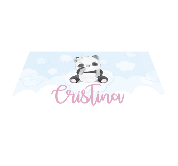 Tappeto vinile con nome illustrazione di un panda carino - TenStickers