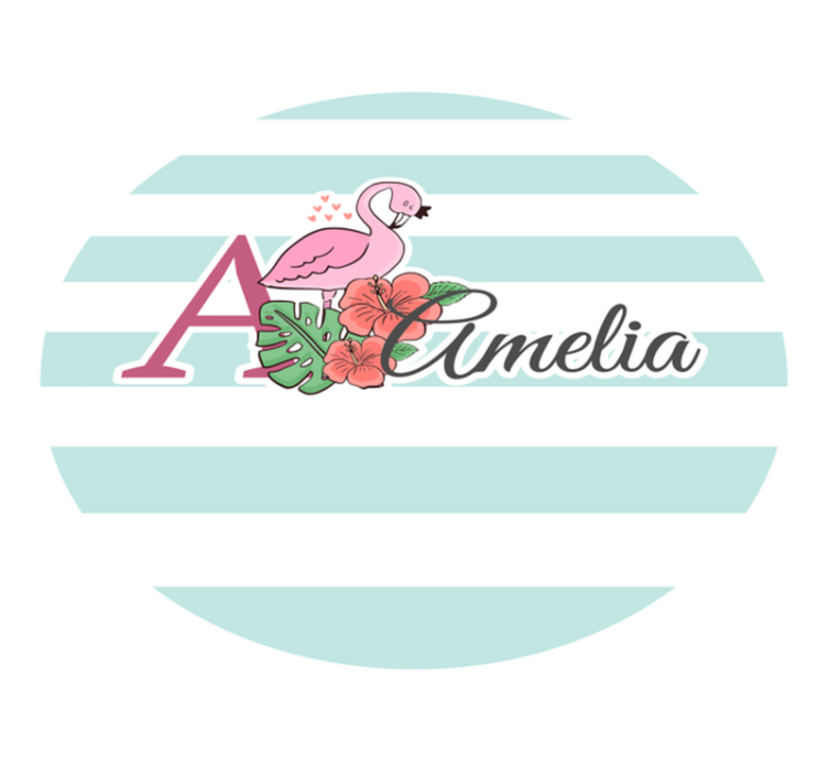 Tappeto vinile con nome decorazioni fenicotteri - TenStickers